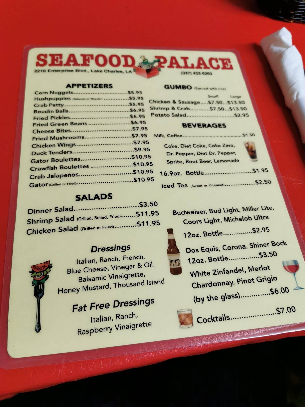 Menu At Seafood Palace Restaurant Lake Charles Enterprise Blvd 3906 Hot Sex Picture
