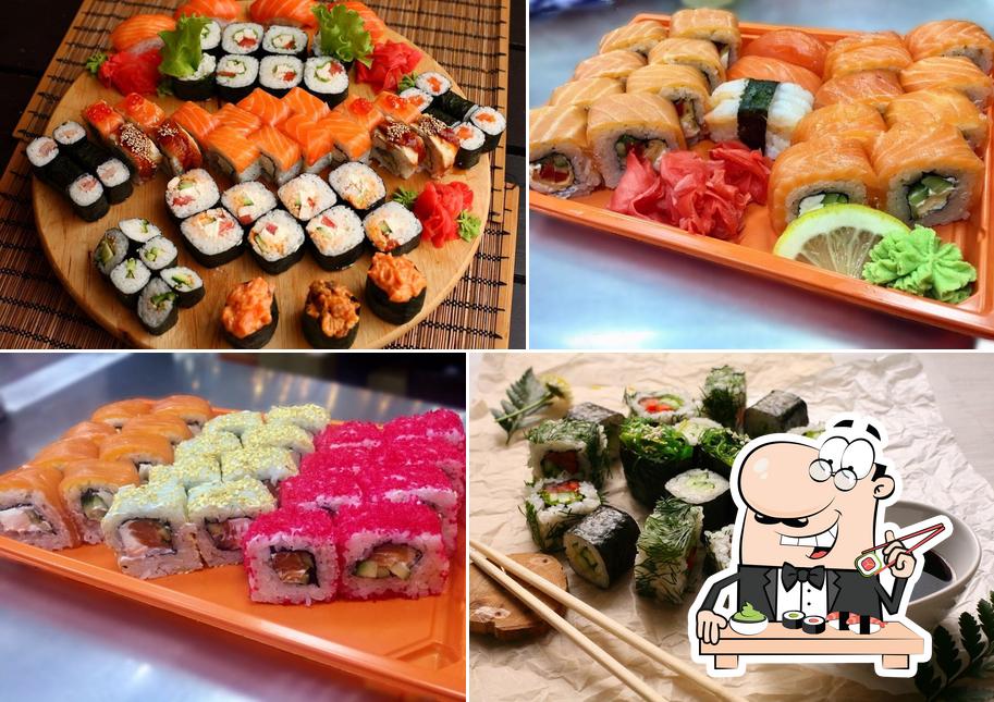 В "MYBOX - суши-маркетах, wok-кафе, доставка" попробуйте суши и роллы