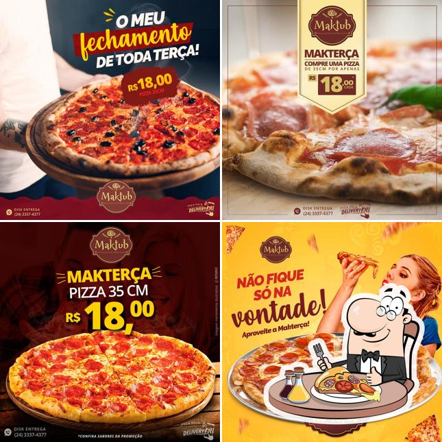 Experimente pizza no Maktub Pizzaria e Esfiharia