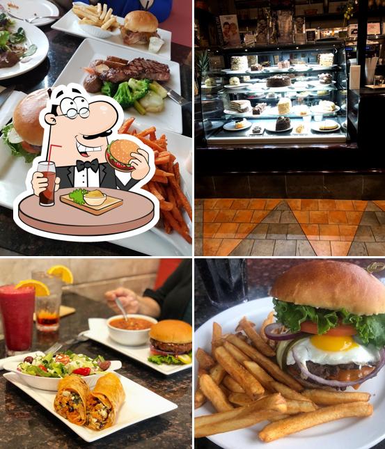 Get a burger at Symposium Cafe Restaurant Markham