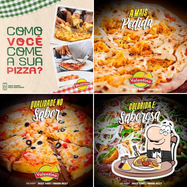Escolha pizza no Valentino Restaurante e Pizzaria