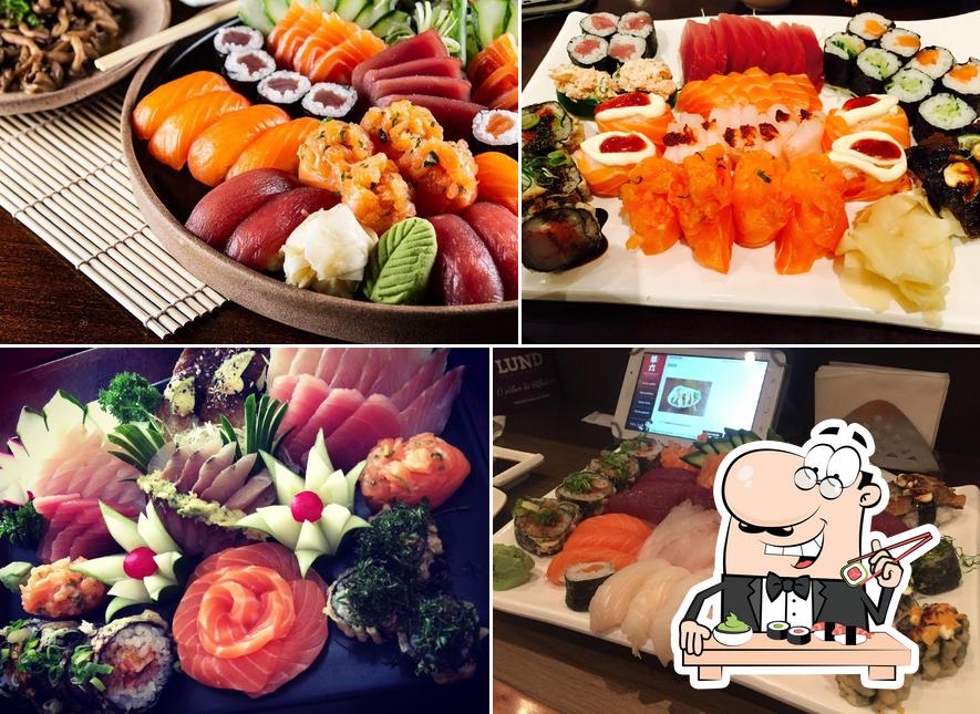 Rolos de sushi são oferecidos por Kenroku Sushi