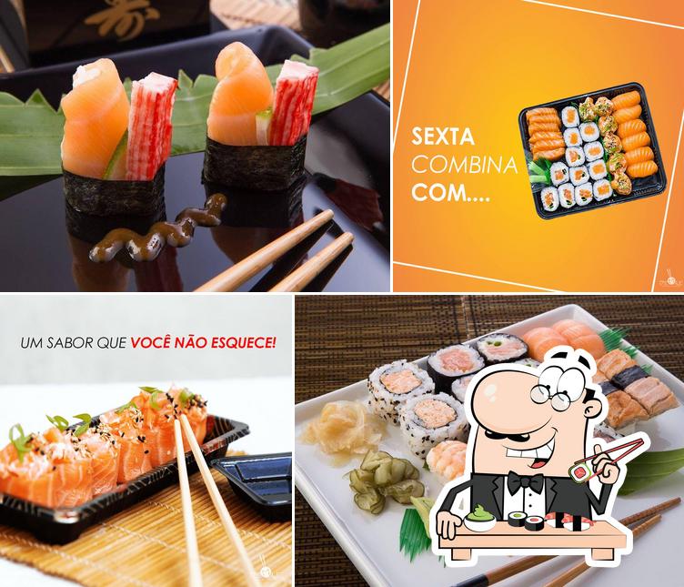 Rolos de sushi são servidos no DEMAE Delivery