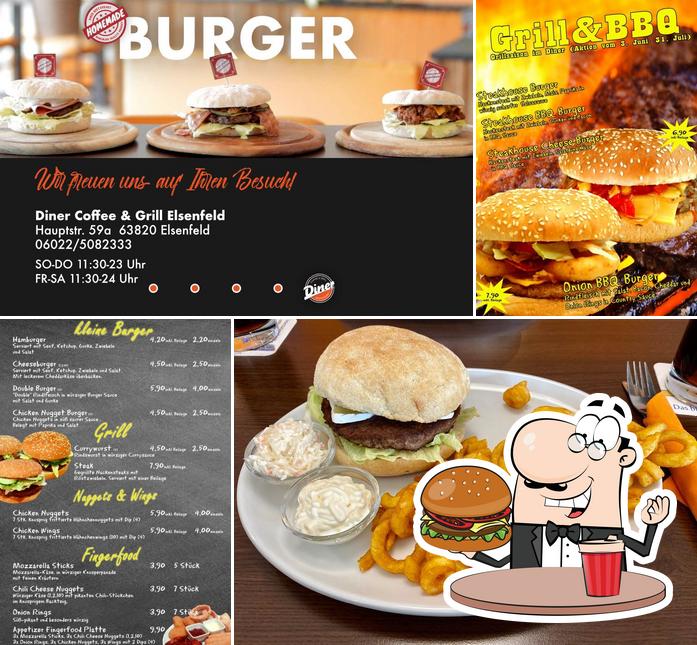 Prueba una hamburguesa en Diner Coffee & Grill Billard Restaurant