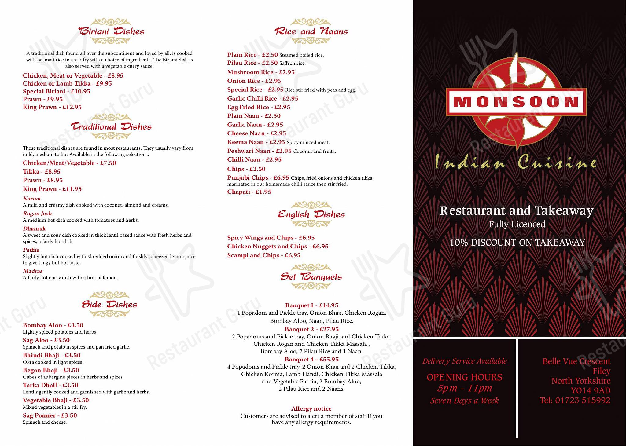 monsoon bar and kitchen menu
