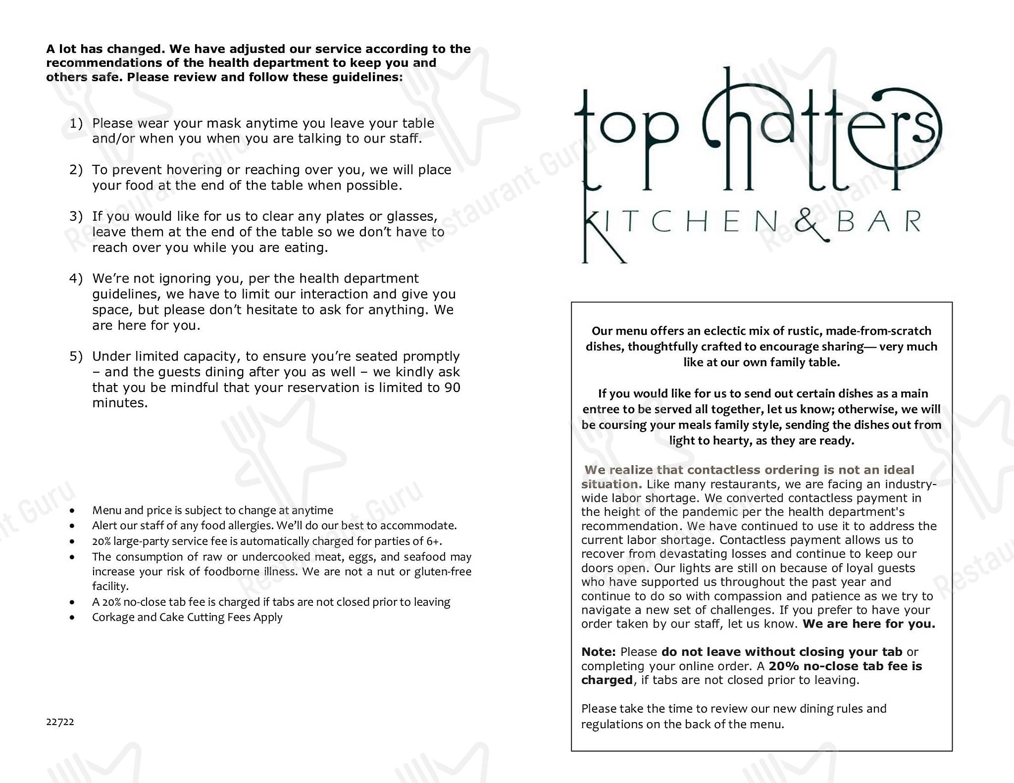 top hatters kitchen and bar menu