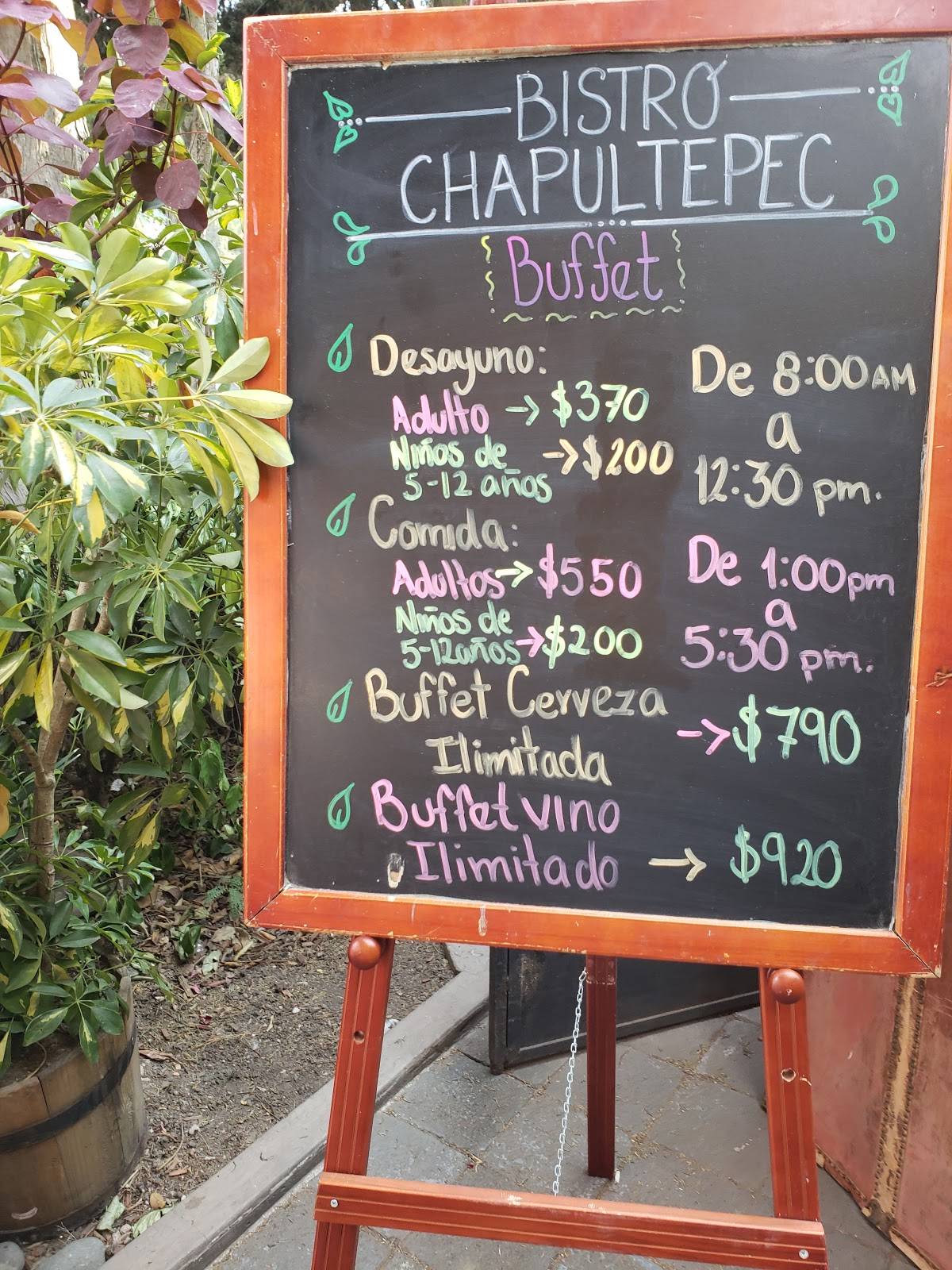 Menu at Bistró Chapultepec cafe, Mexico City, Calle Lago Mayor S/N