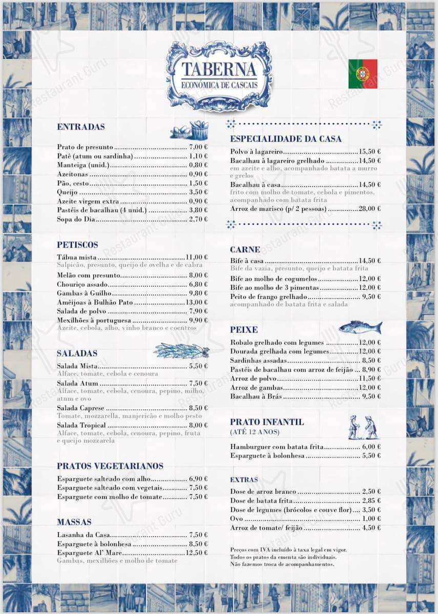 Taberna Económica de Cascais menu