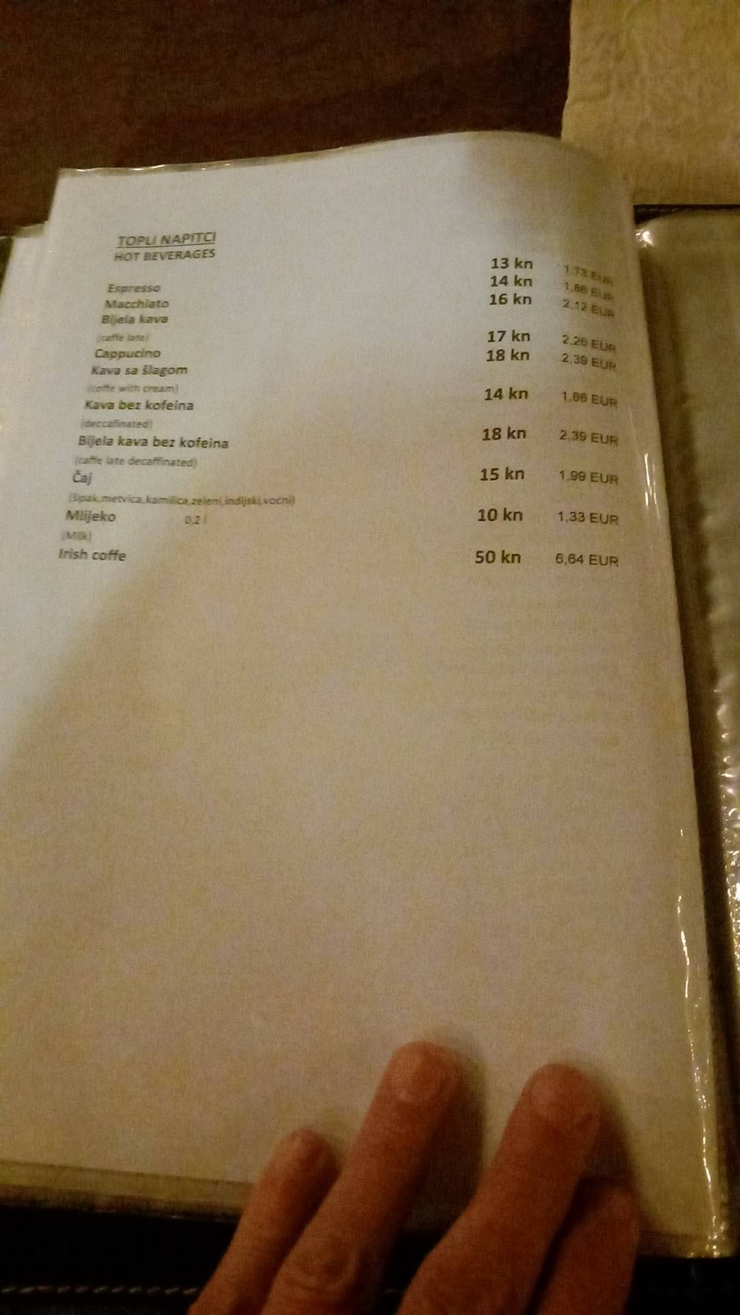 Lapad Restaurant menu
