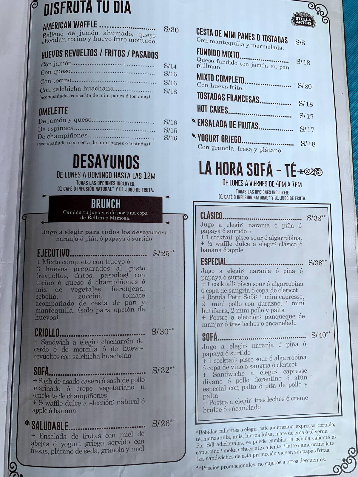 Menu At Sofá Café Barranco