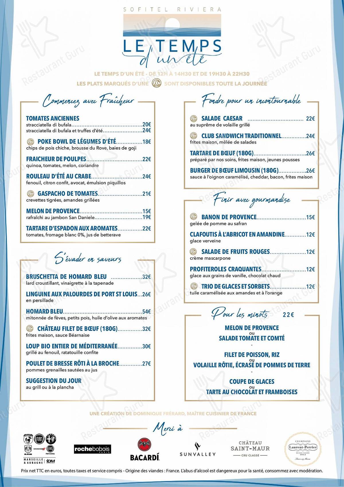 Menu Au Les Trois Forts Restaurant Marseille 36 Boulevard Charles Livon
