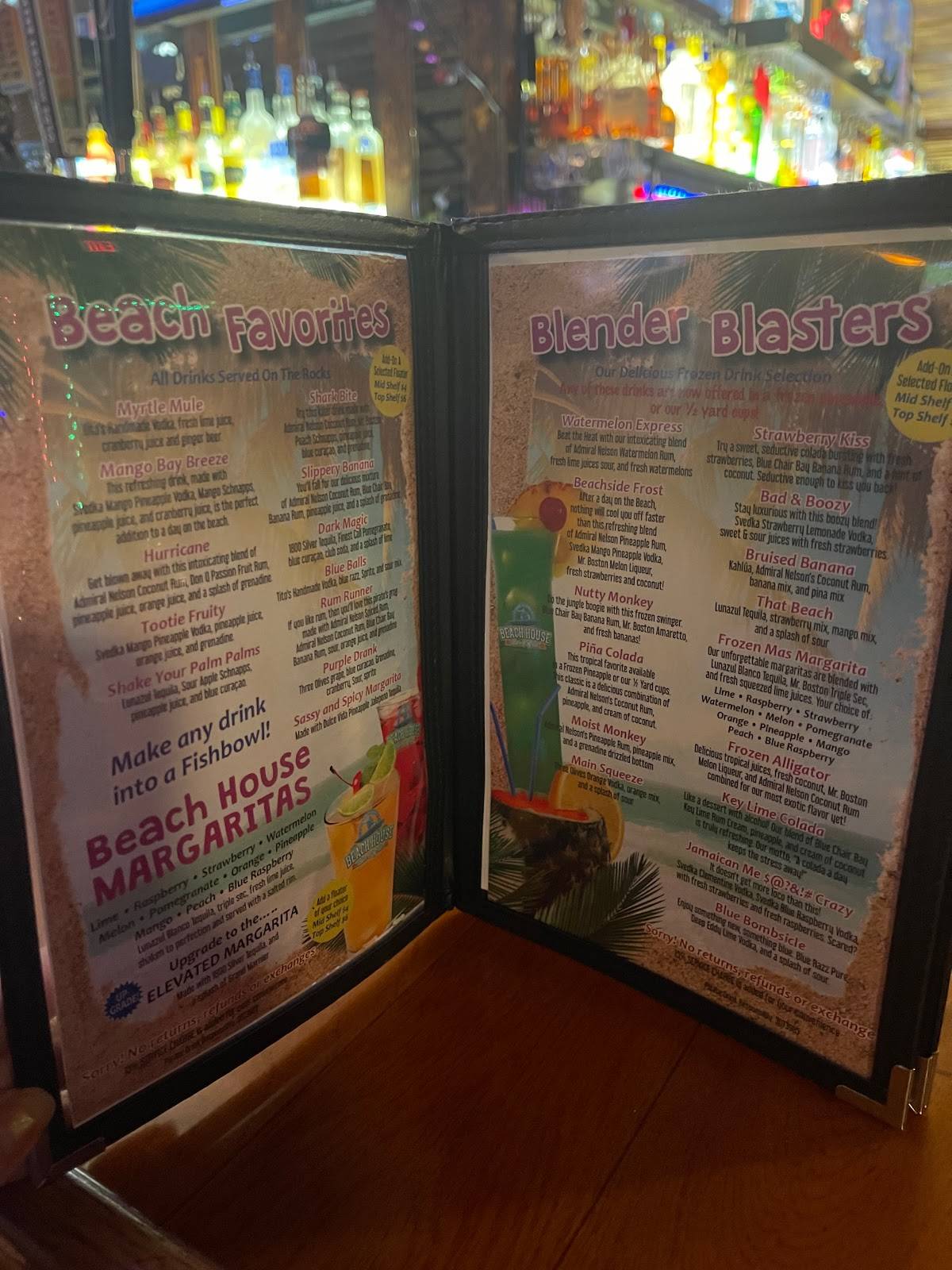Carta de Beach House Bar and Grill, Myrtle Beach, N Ocean Blvd photo image