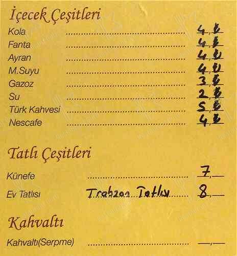 menu at pideci ali usta istanbul beykoz caddesi no 54 a