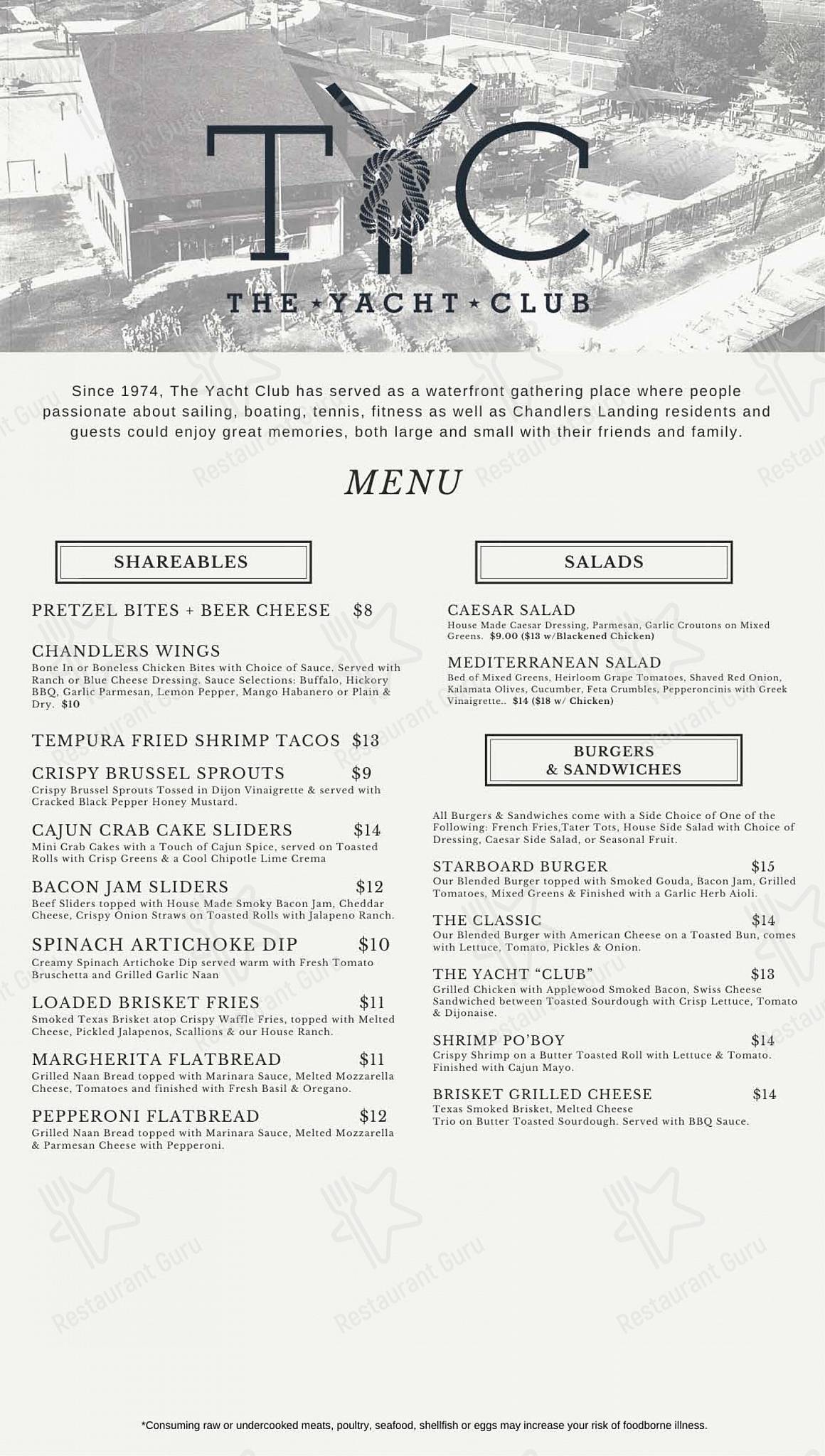 parkstone yacht club lunch menu