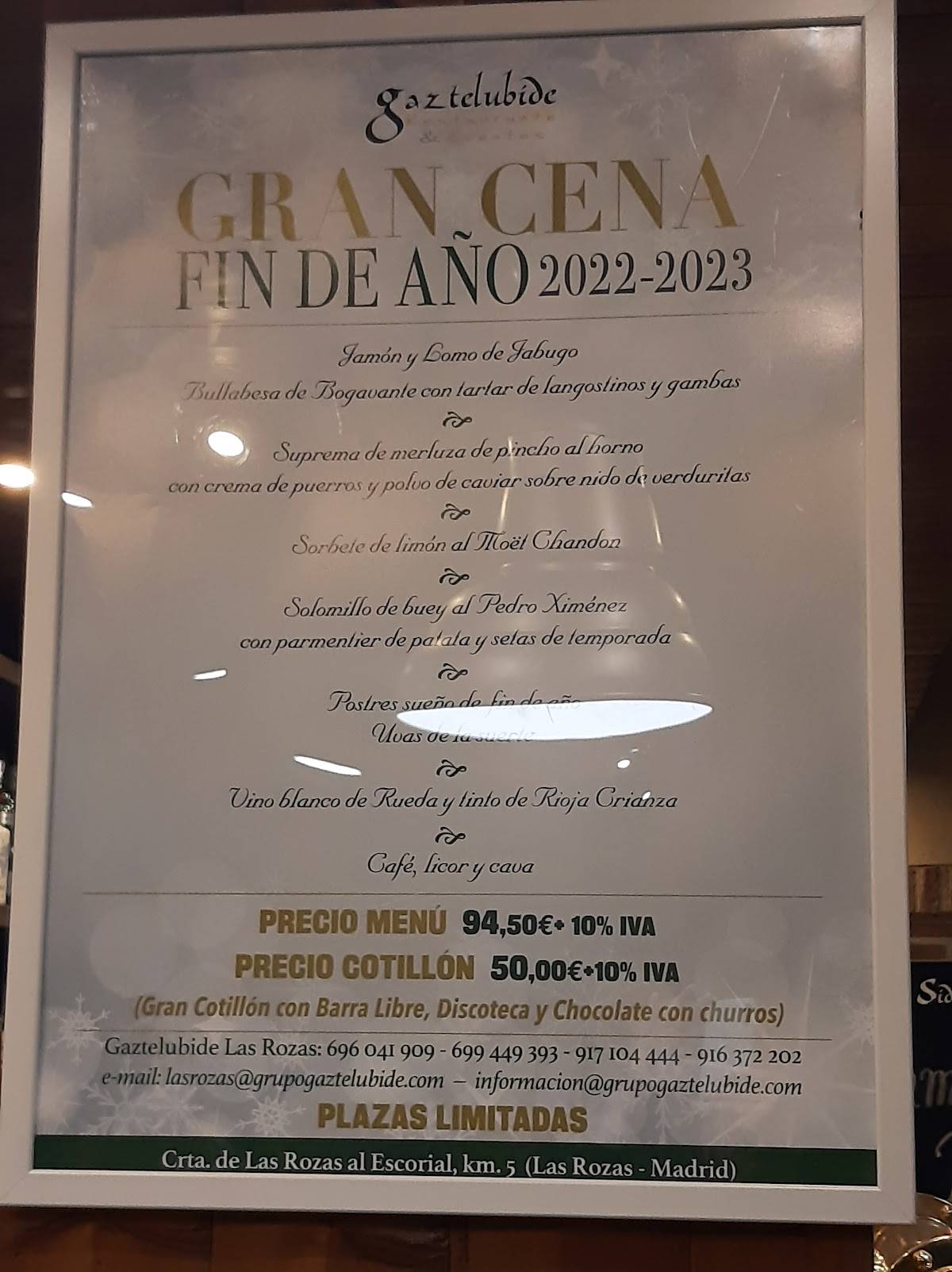 derivación dinosaurio Si Carta de Restaurante Gaztelubide Bodas y Eventos, Las Rozas de Madrid, La  Florida