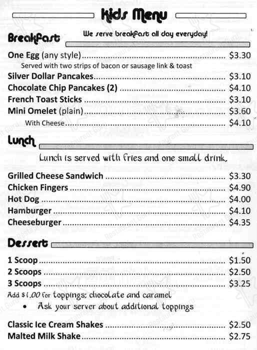 Daddy O's Diner menu
