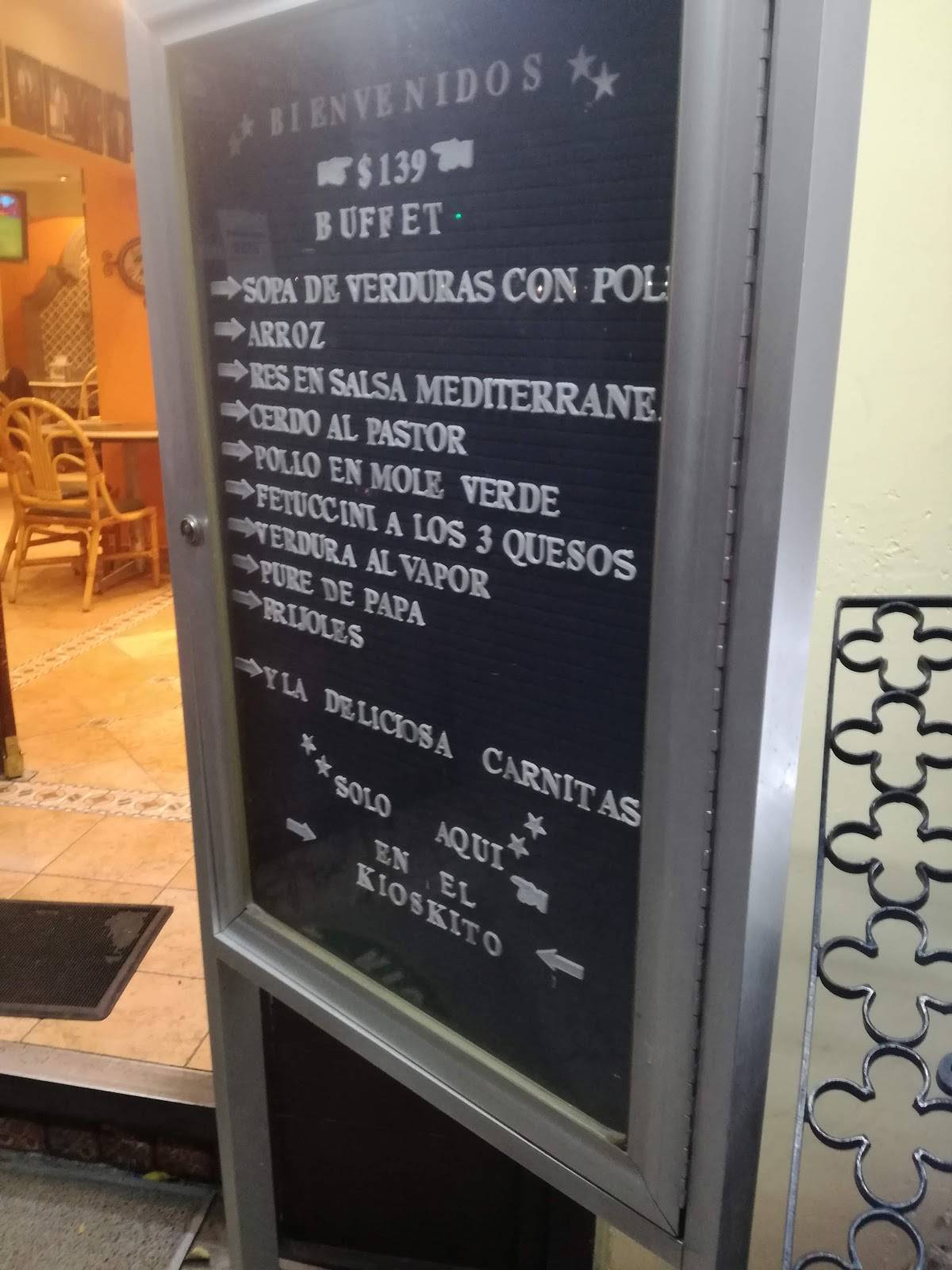 Carta del restaurante El Kioskito, Ciudad del México, Av Sonora 6