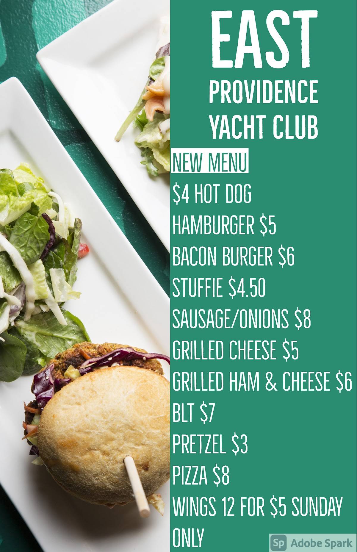 East Providence Yacht Club menu
