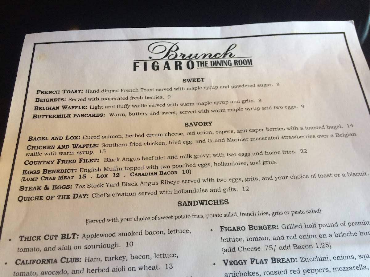 figaro the dining room menu