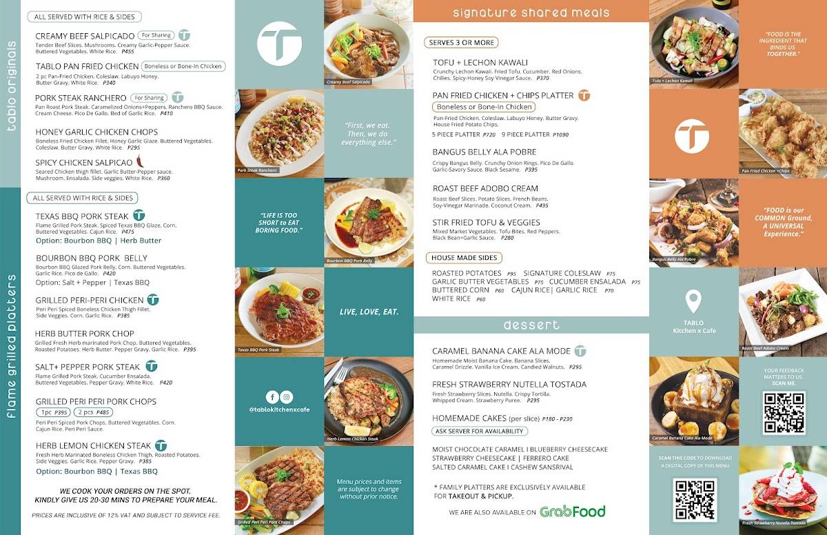 tablo kitchen menu