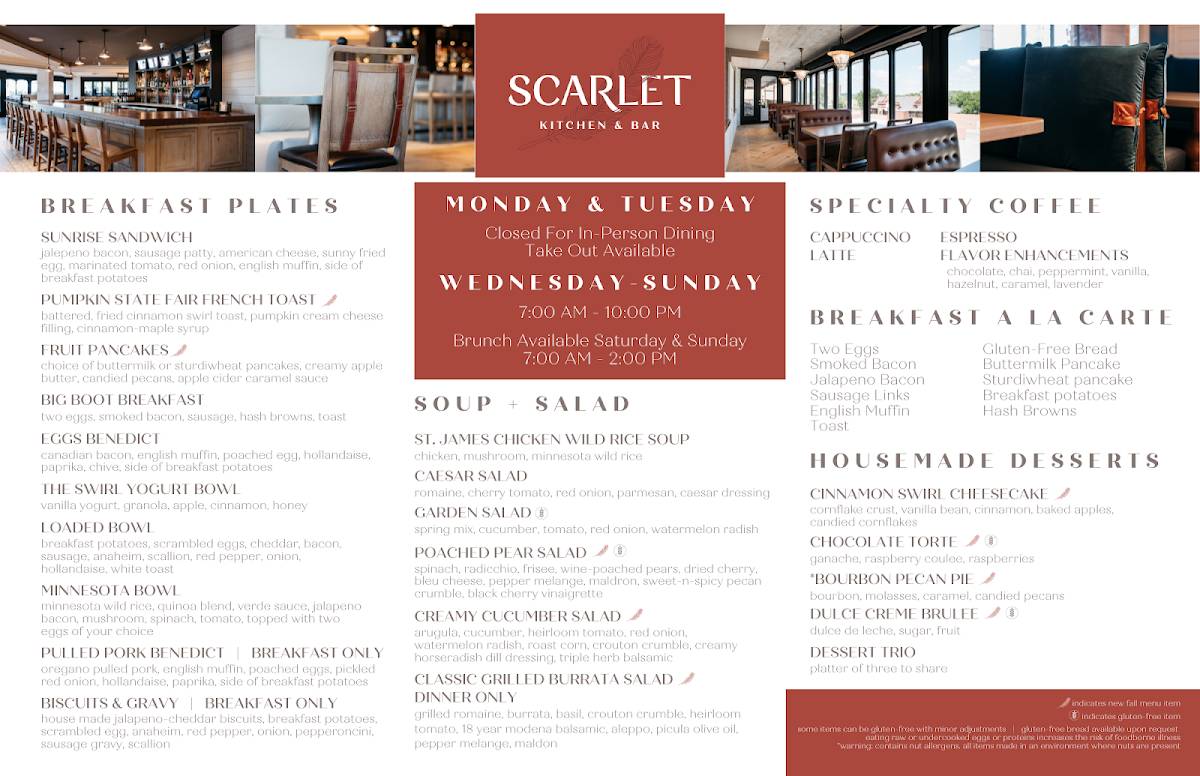 scarlet kitchen and bar menu