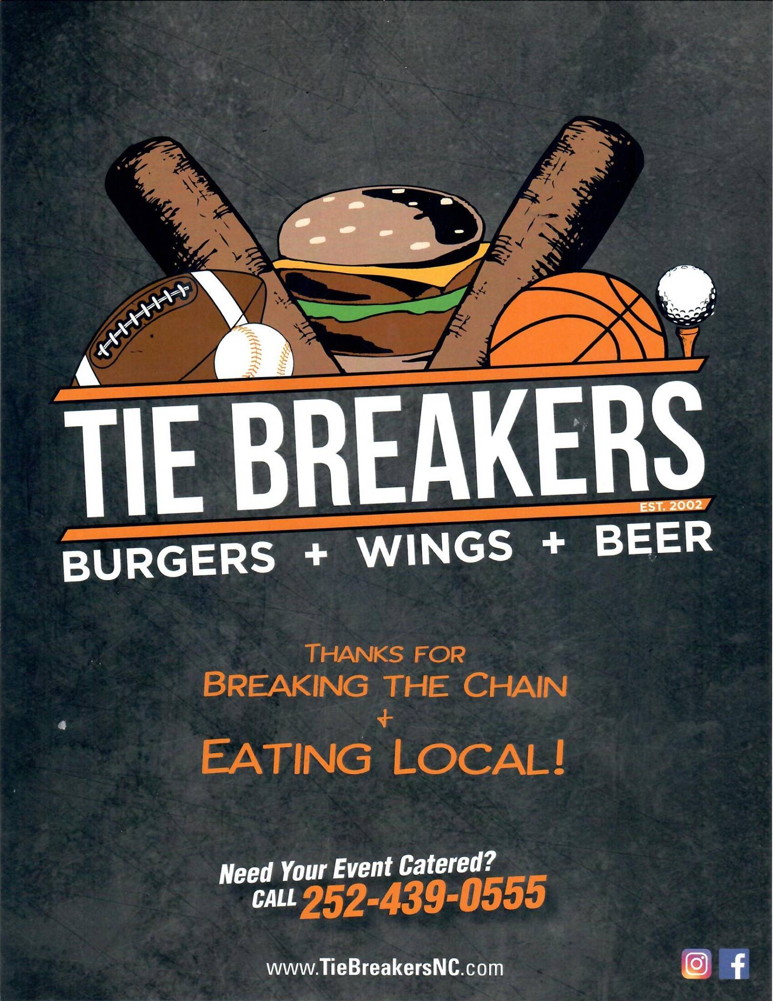 Tie Breakers - Greenville, NC 27858 - Menu, Reviews, Hours & Contact