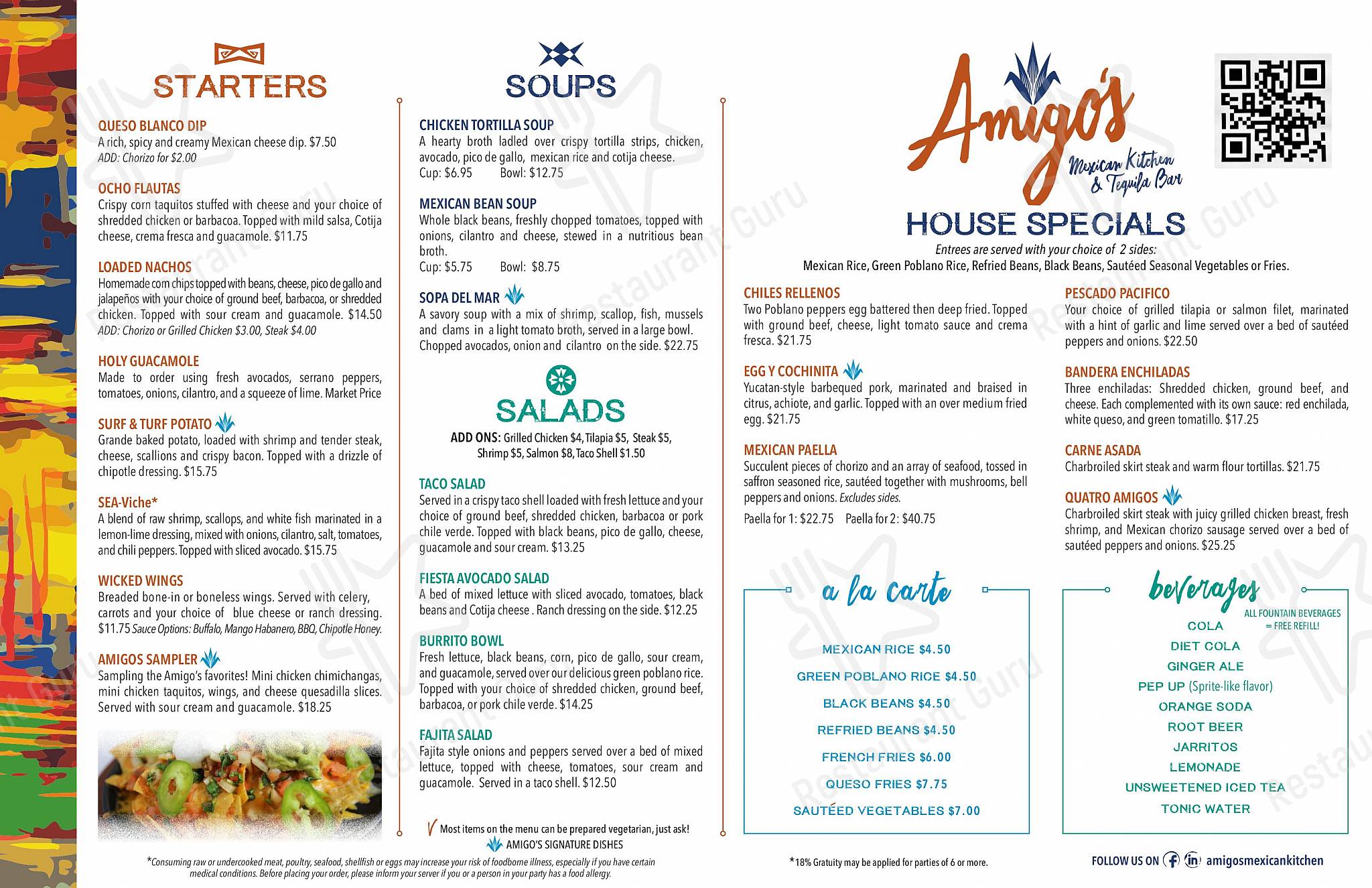 amigo's mexican kitchen and tequila bar menu