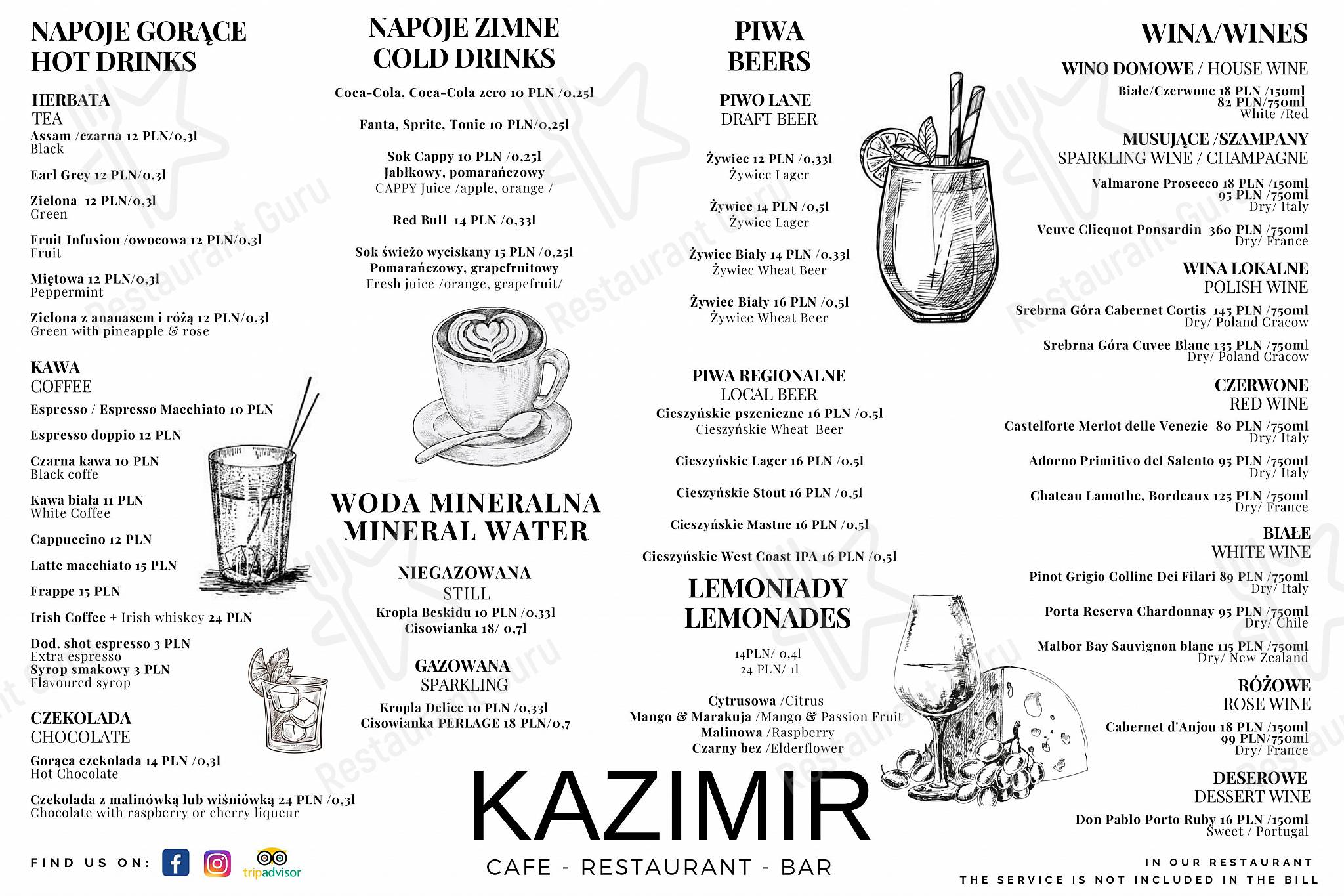 Menu At Kazimir Restaurant Krakow