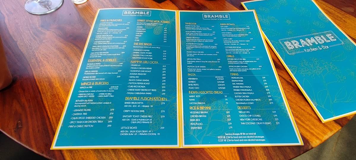 the bramble bar and kitchen menu
