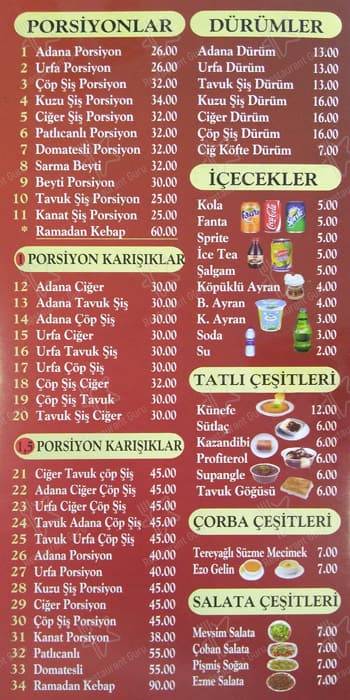 menu at ramadan durum evi istanbul akagalar cd no 69