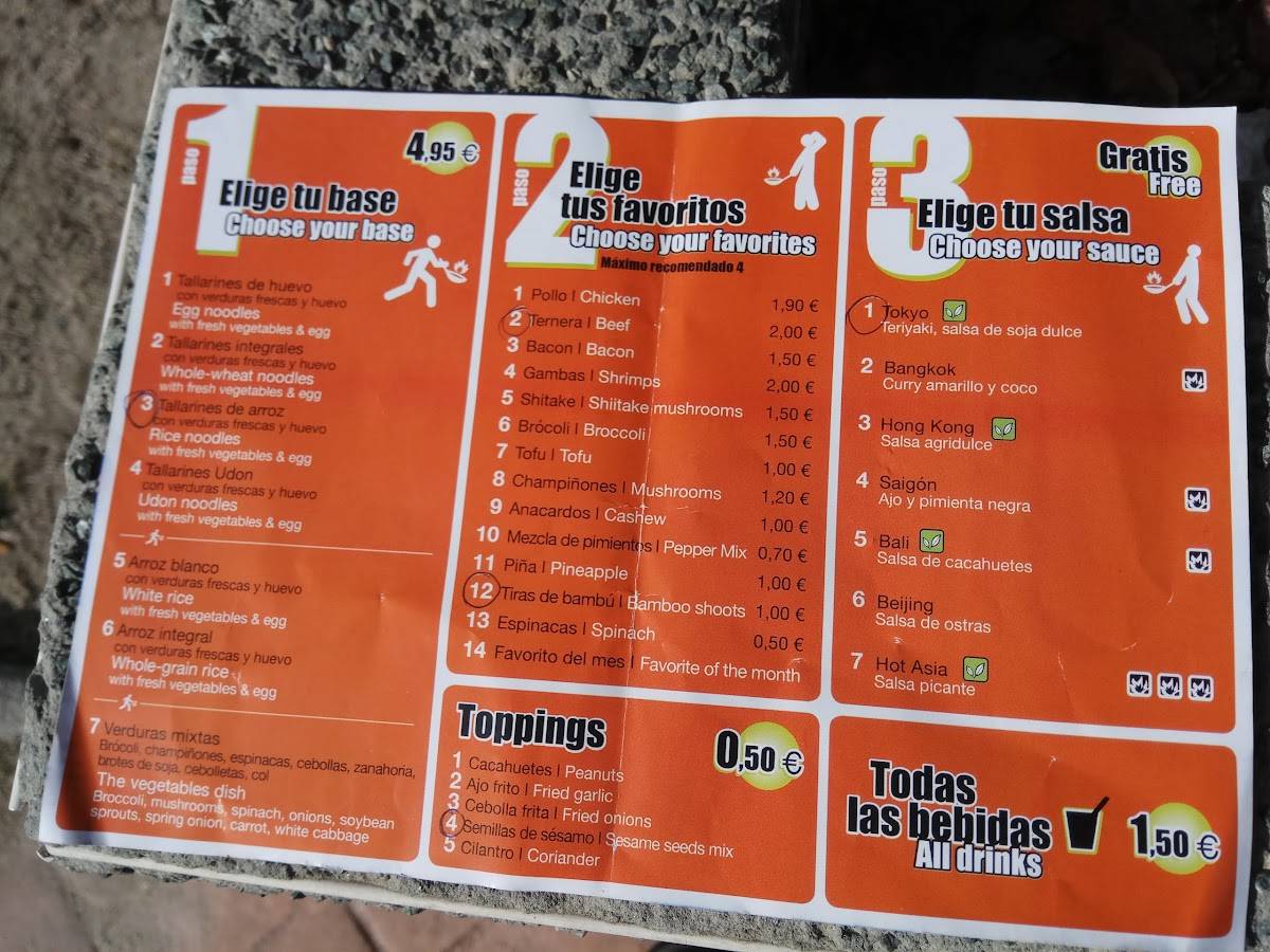 asignar Humedal Mecánica Carta de comida rápida Wok To Walk Chueca, Madrid, Calle Hortaleza