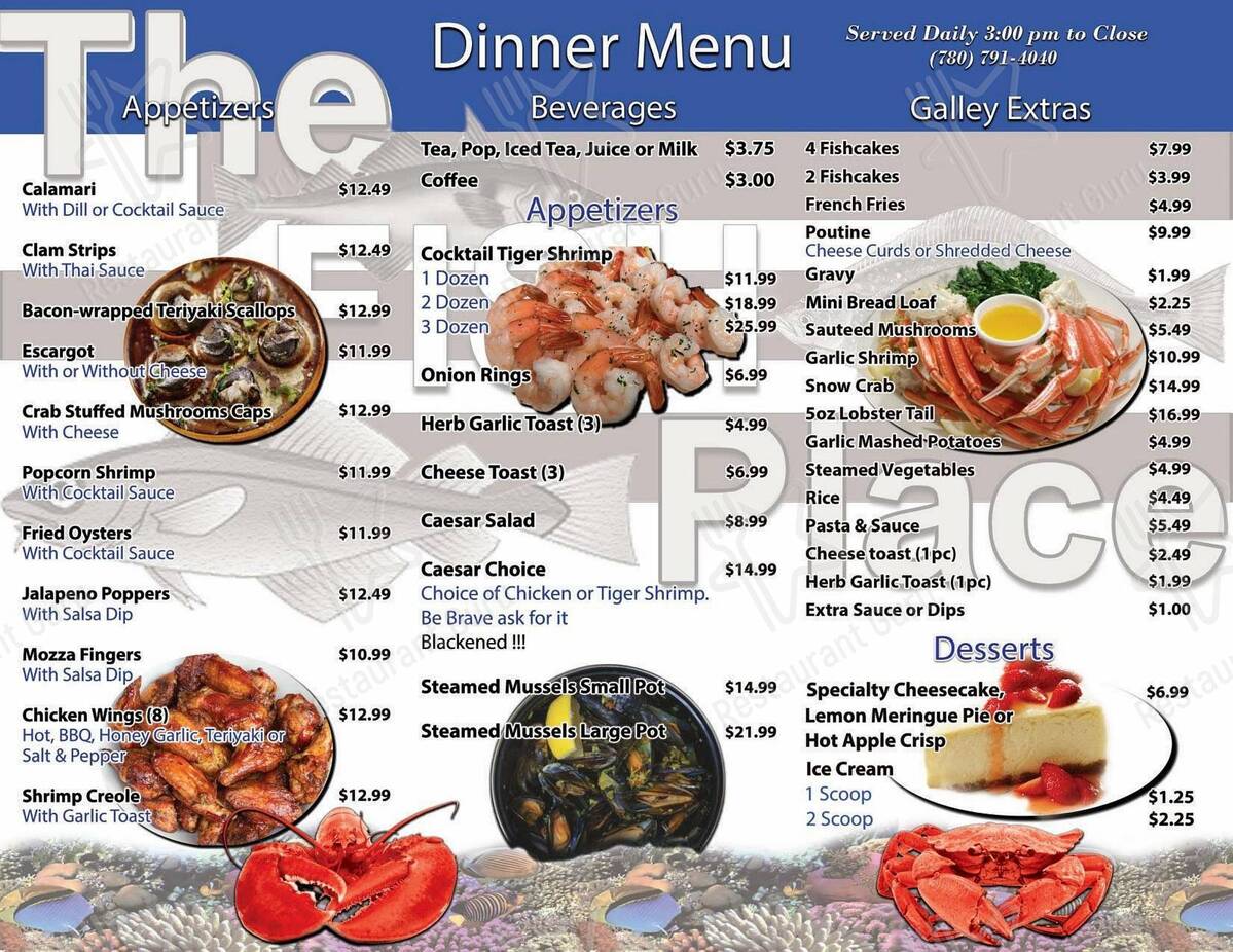Menu of Fish Place restaurant, Fort McMurray - reviews and ratings