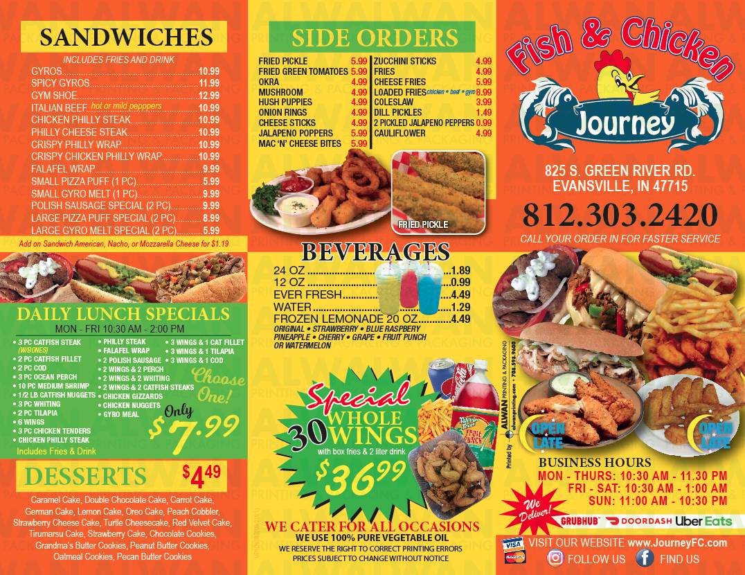 Journey Fish & Chicken menu