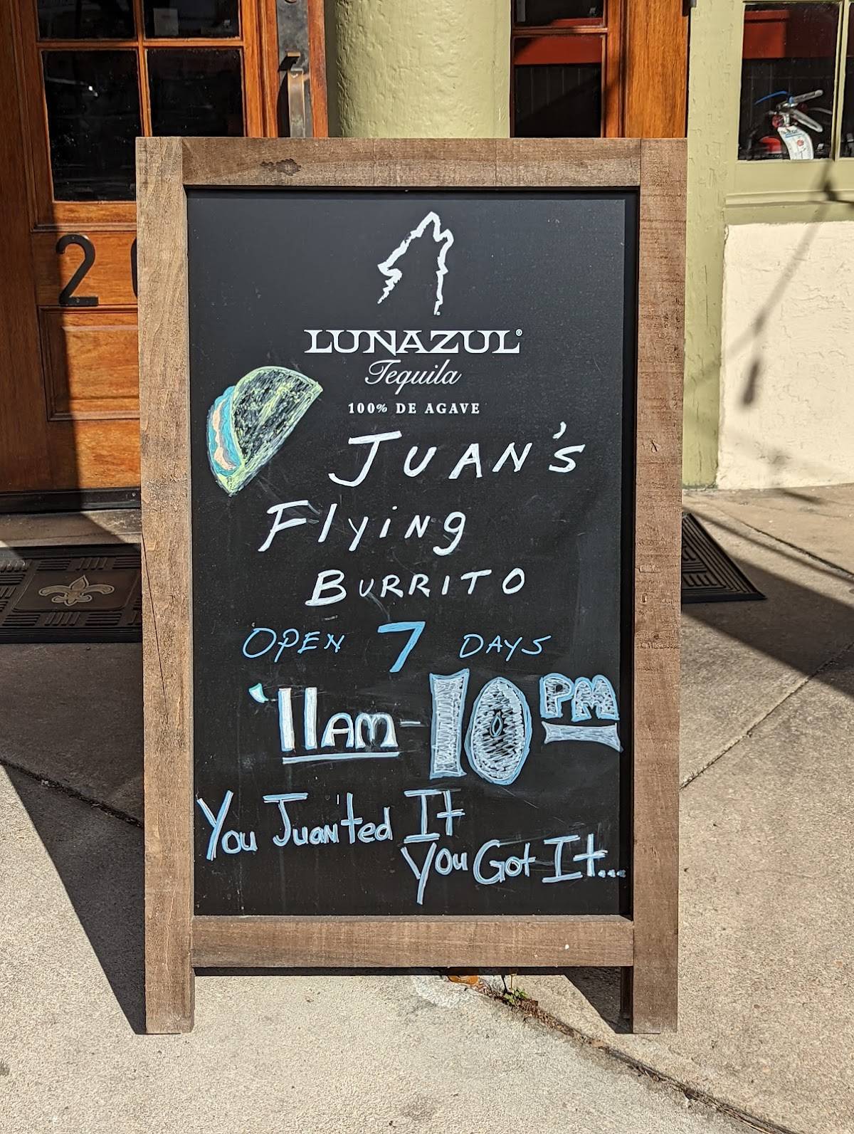Juans Flying Burrito Printable Menu
