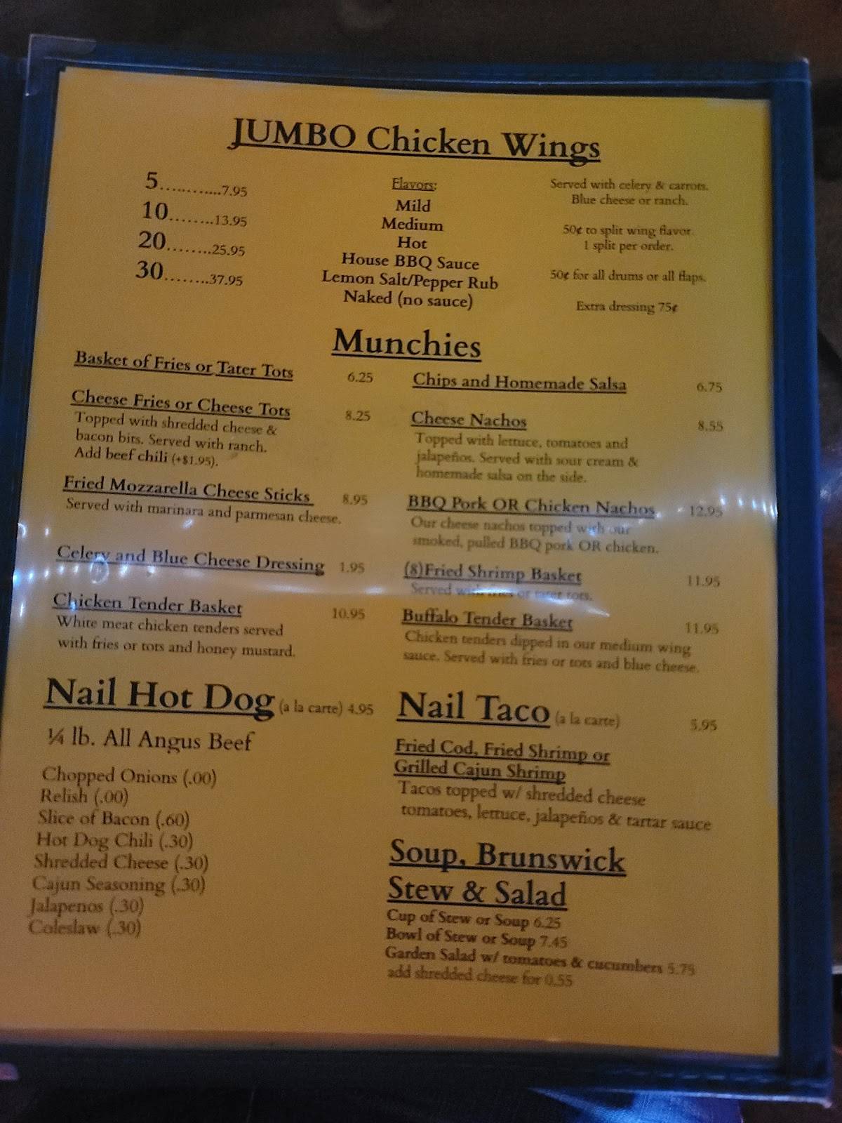 Menu for Rusty Nail Saloon in Ringwood, IL | Sirved