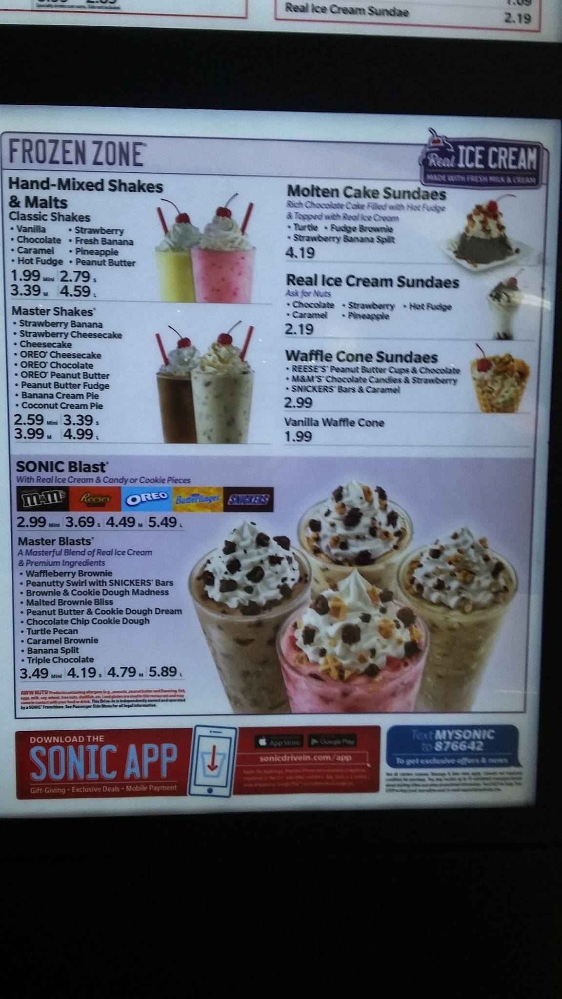 Sonic Ice Cream Menu with Prices & Verities Guide 2024