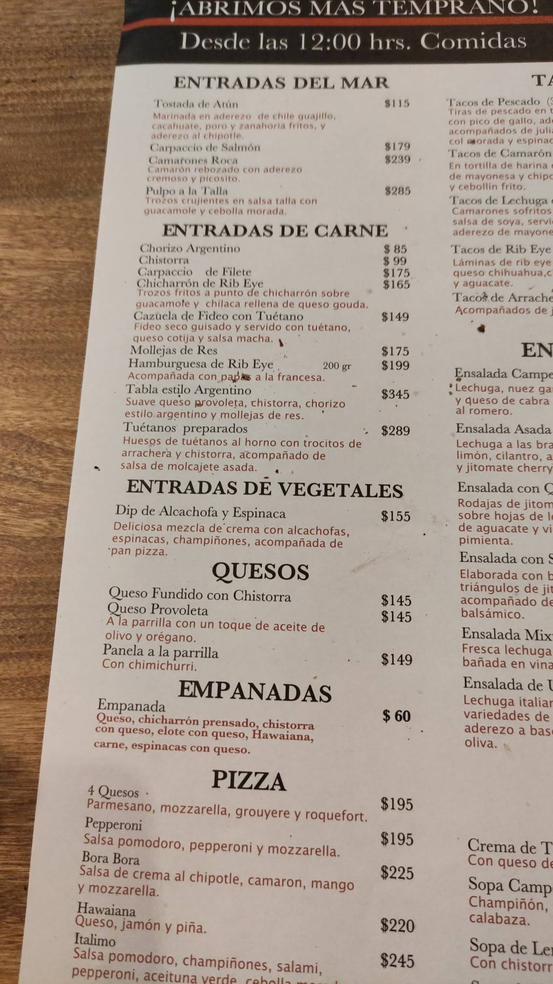 Carta del restaurante El Bife del Padrino Gran Terraza Lomas Verdes,  Naucalpan del Juárez, Colina del La Paz 25