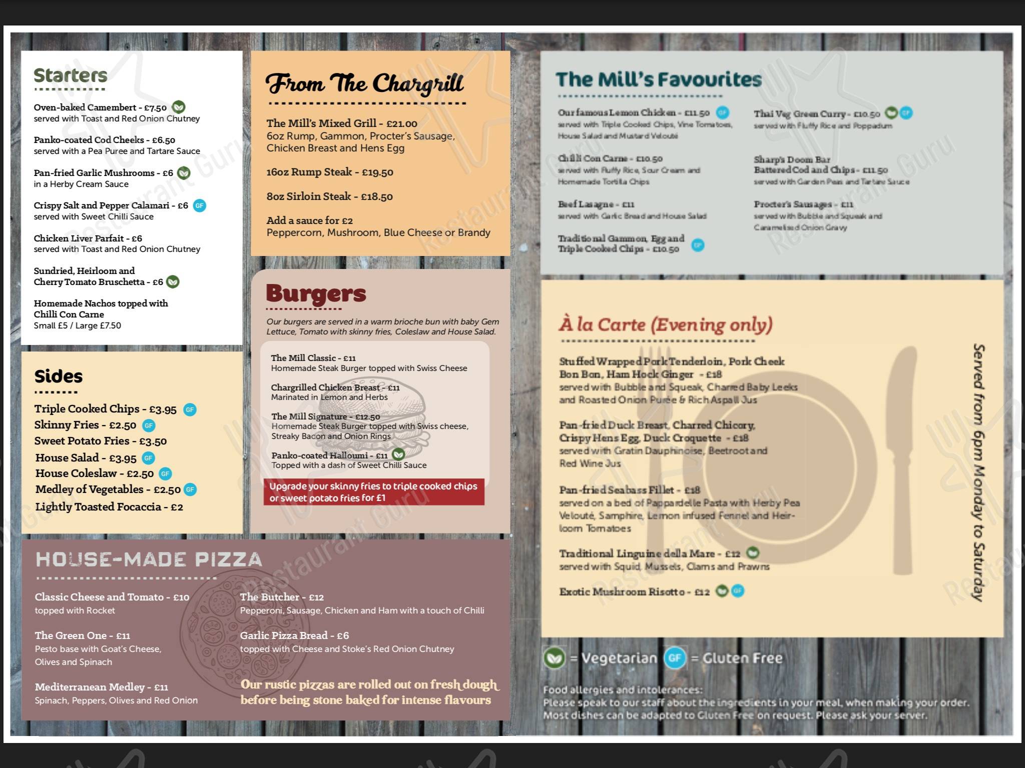 the mill - bar and kitchen menu