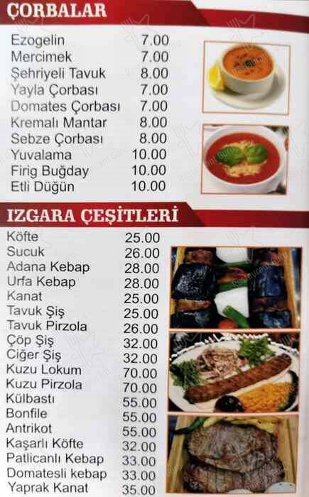 menu at evim et mangal istanbul