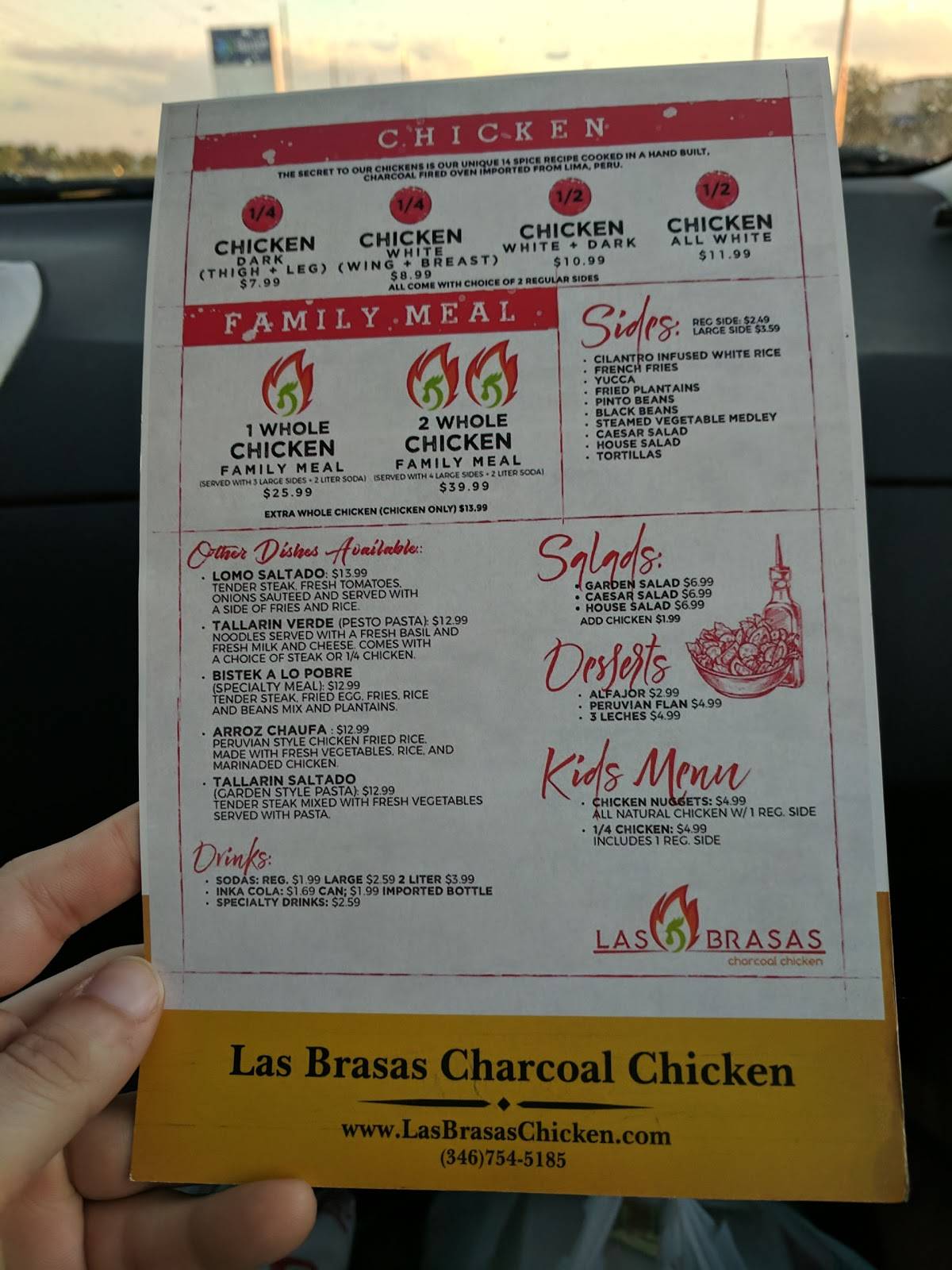 Carta del restaurante Las Brasas Charcoal Chicken, Houston