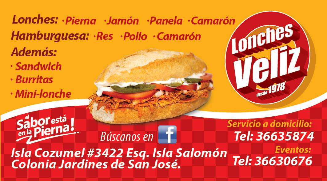 Carta del restaurante Lonches Veliz, Guadalajara, Isla Cozumel 3422