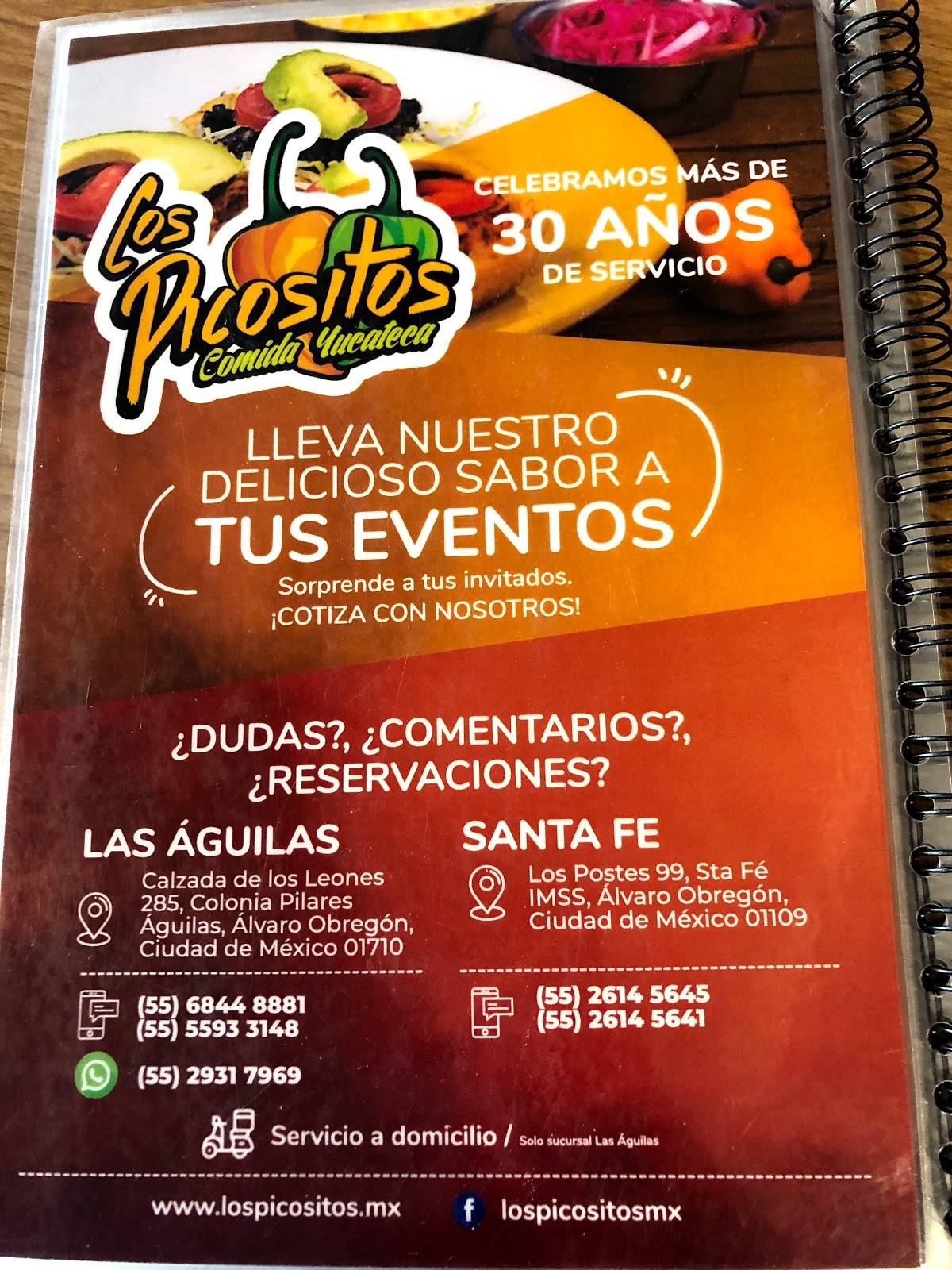 Carta del restaurante Los Picositos - Aguilas, Ciudad del México, Calz del  los Leones 285