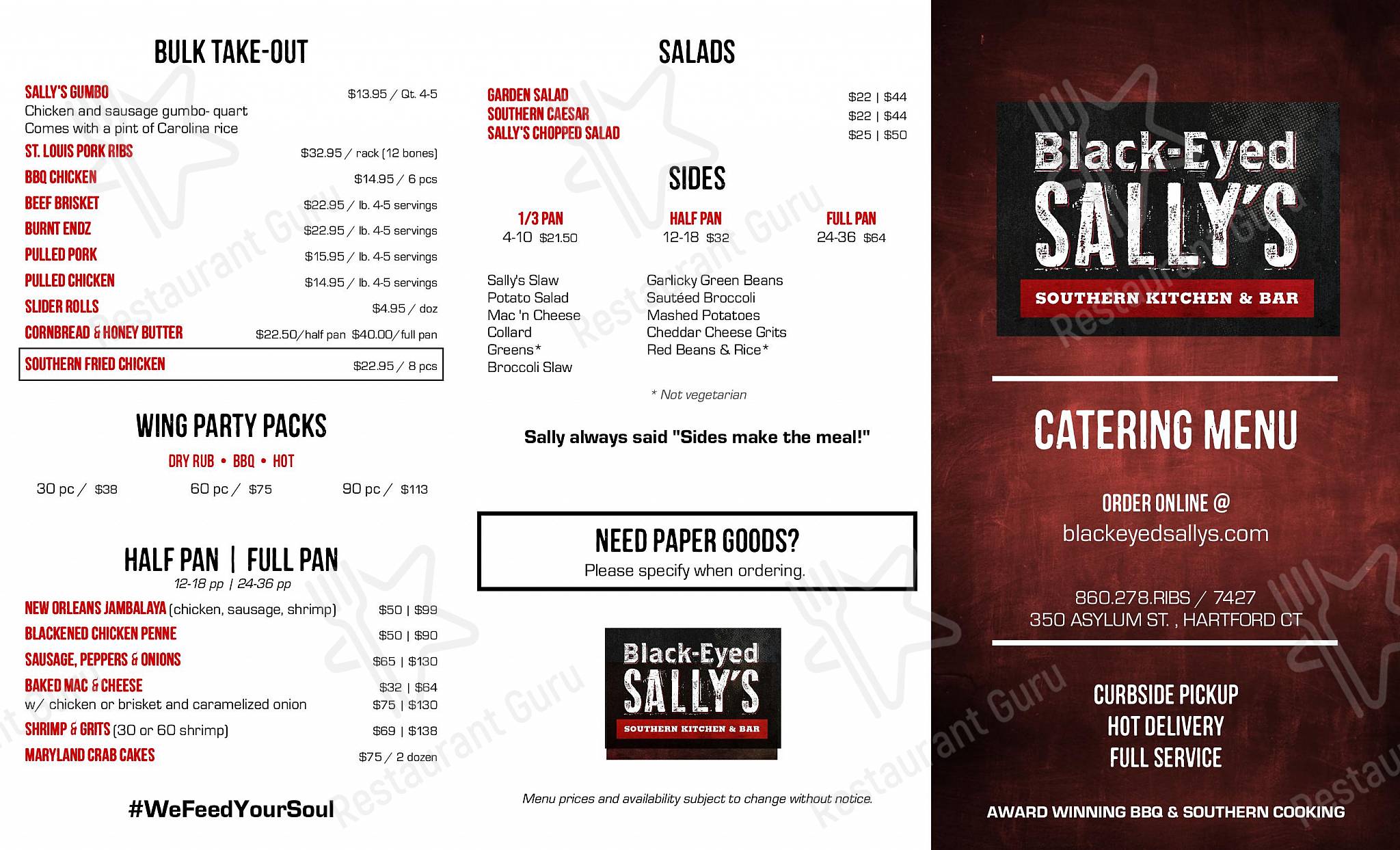 black-eyed sally's southern kitchen and bar menu