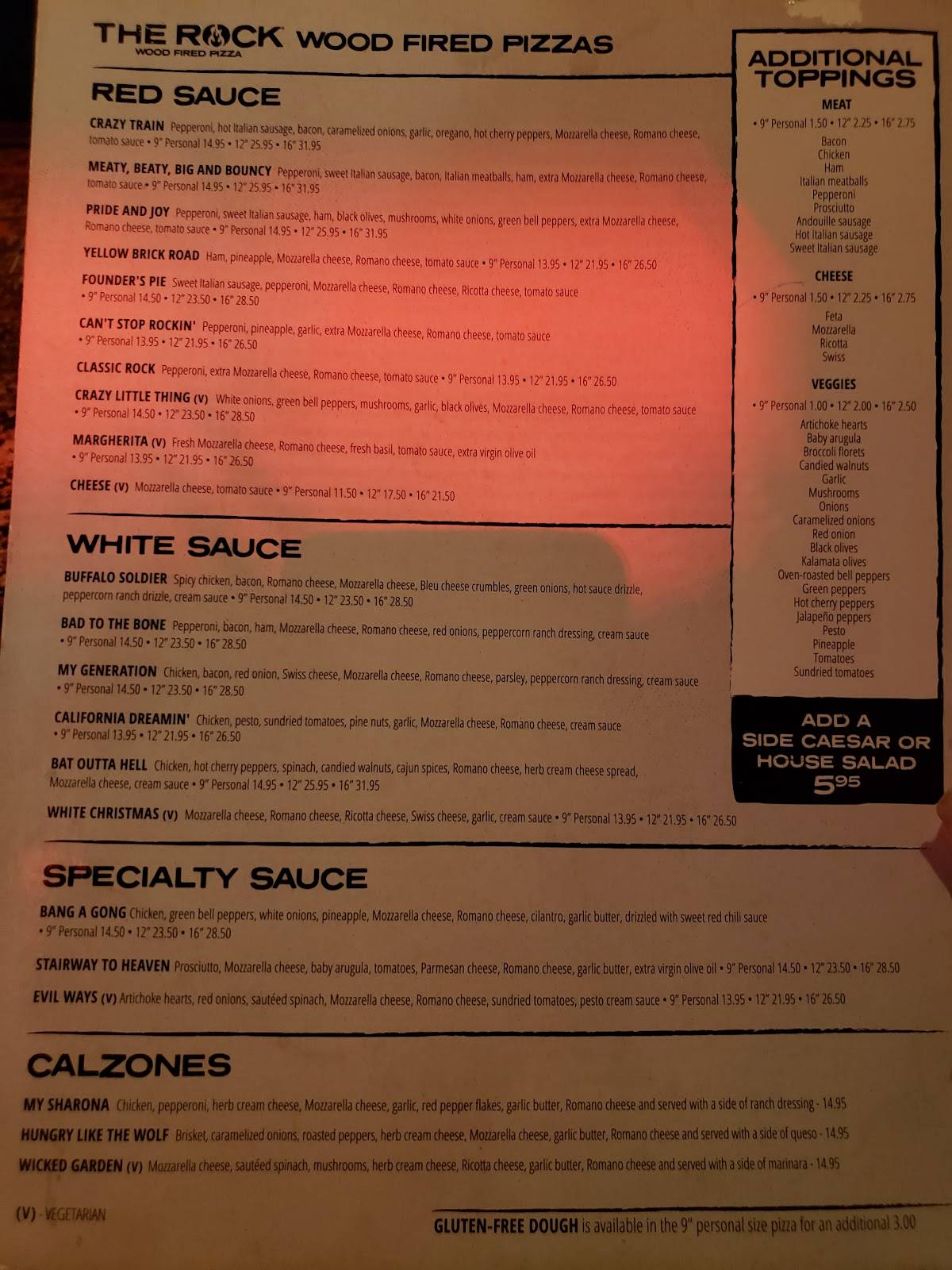 THE ROCK WOOD FIRED PIZZA, Covington - Menu, Prices & Restaurant