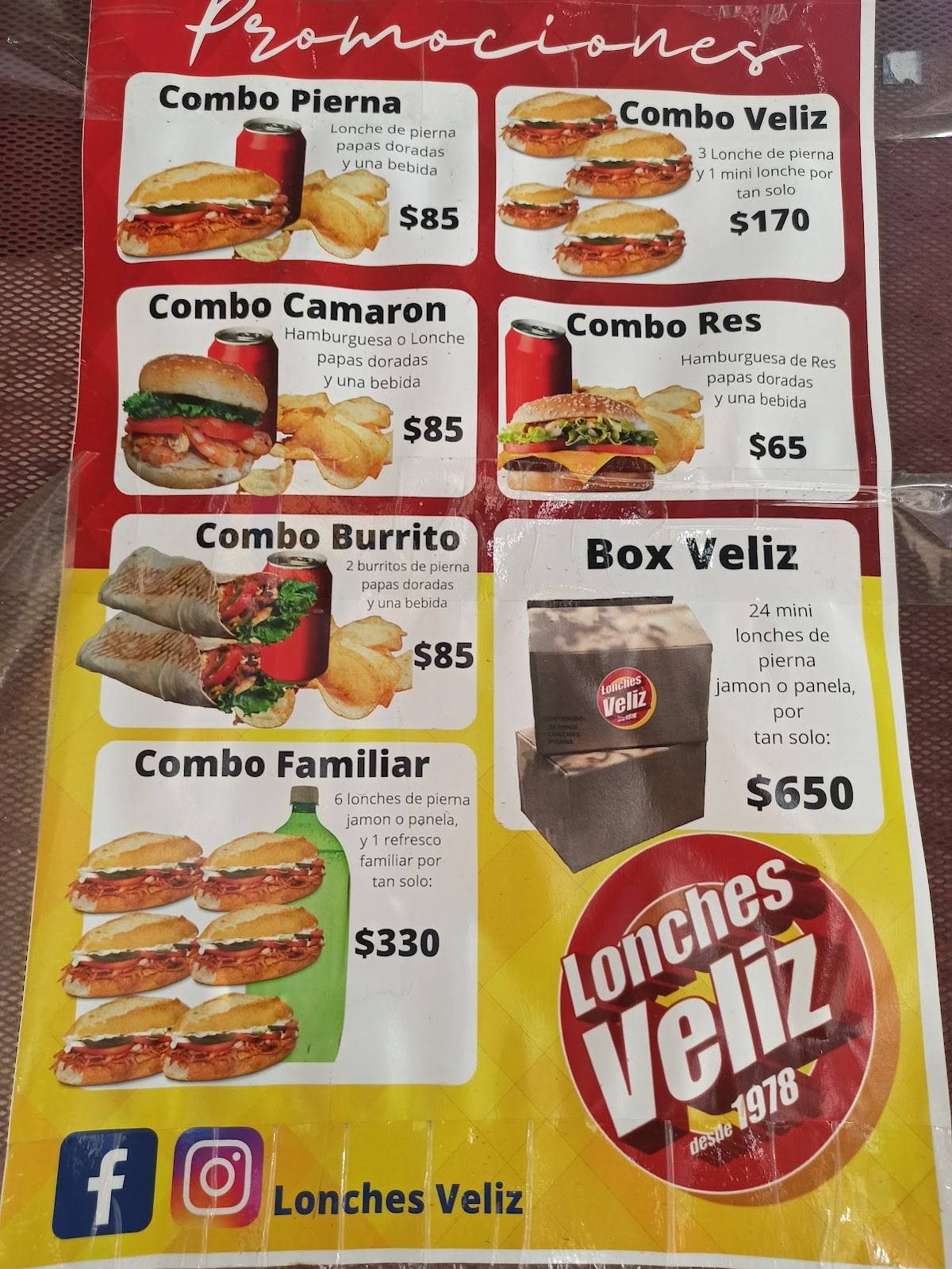 Carta del restaurante Lonches Veliz, Guadalajara, Isla Cozumel 3422
