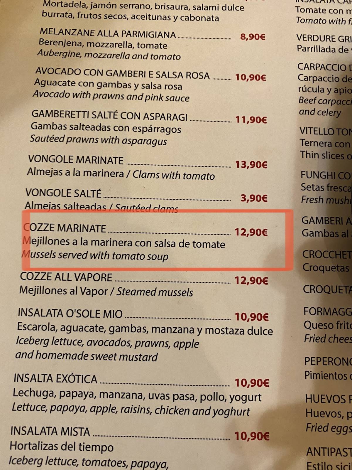 difícil Repegar Comprimir Carta del restaurante La Casa Roja - O Sole Mío, Las Palmas del Gran Canaria