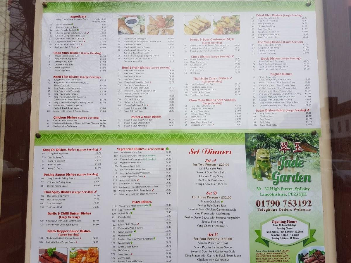 Menu At Jade Garden Fast Food Spilsby