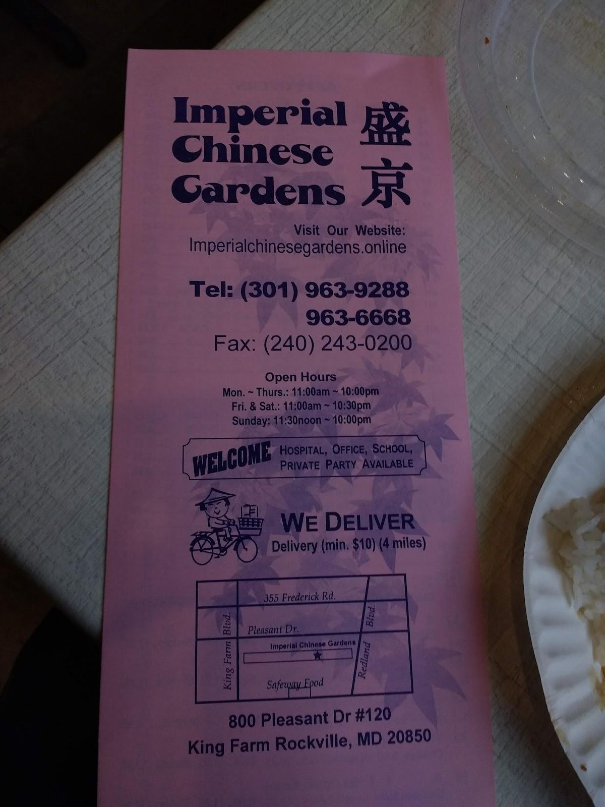 Imperial Chinese Garden In Rockville - Restaurant Menu And Reviews