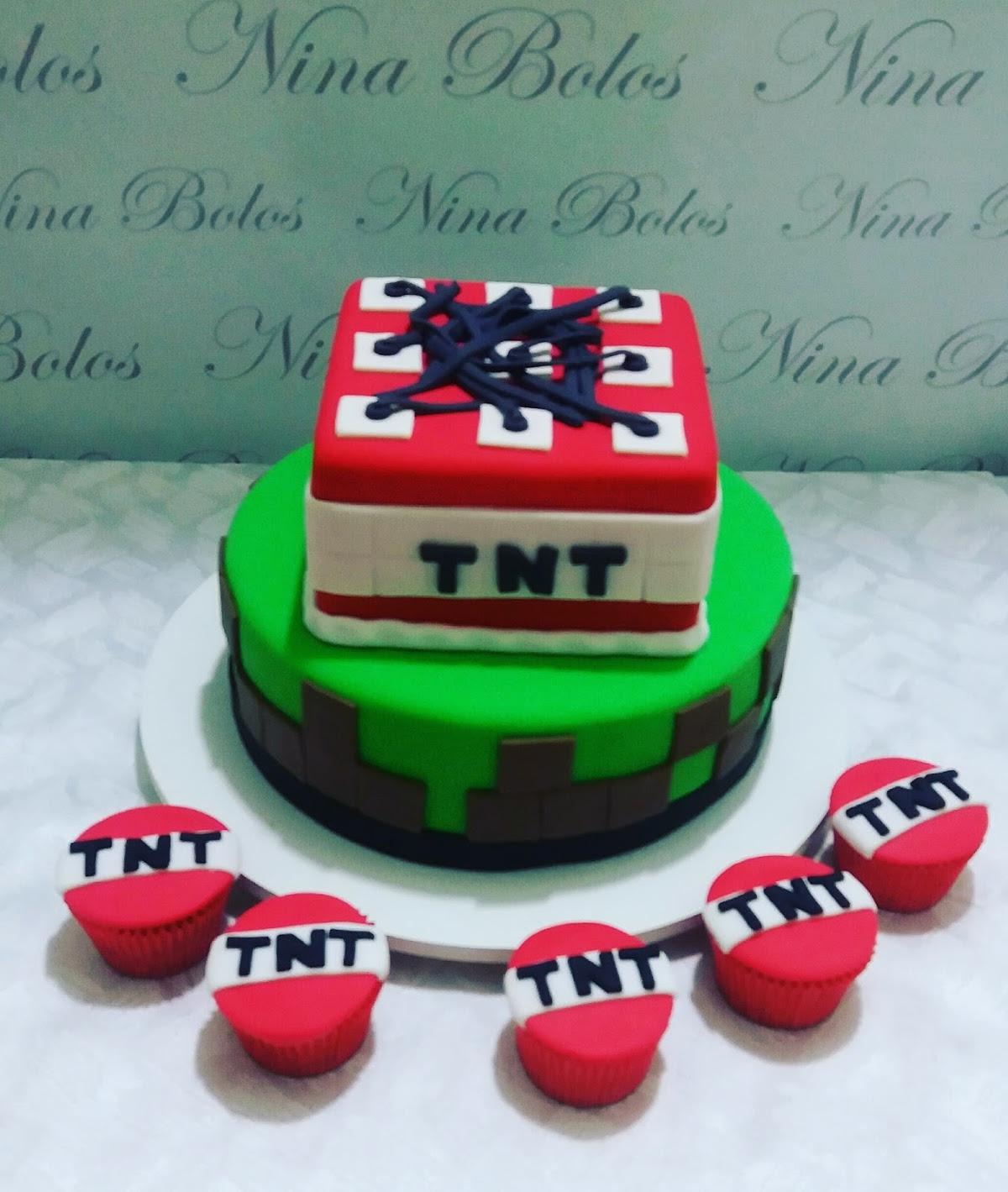 Bolos lindos de comer: Bolo Minecraft TNT / TNT Minecraft cake