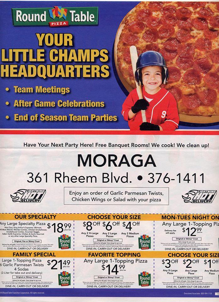 Pizzeria Round Table Pizza Moraga 361 Rheem Blvd Carta Del Restaurante Y Opiniones